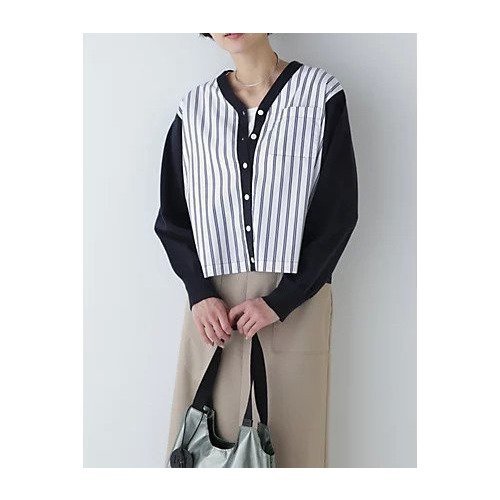【ヒューマンウーマン/HUMAN WOMAN】の布帛コンビニットカーディガン インテリア・キッズ・メンズ・レディースファッション・服の通販 founy(ファウニー) https://founy.com/ ファッション Fashion レディースファッション Fashion for Women トップス・カットソー Cut & Sew Tops ニット Knit Tops & Sweaters カーディガン・羽織り Layered Style Cardigans インナー Innerwear カーディガン Cardigan, Knitwear コンビ Combo, Combination Style ストライプ Stripe, Striped Pattern |ID: prp329100004964318 ipo3291000000037250614