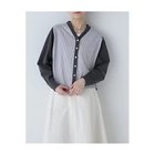【ヒューマンウーマン/HUMAN WOMAN】の布帛コンビニットカーディガン チャコール|ID: prp329100004964318 ipo3291000000037250616