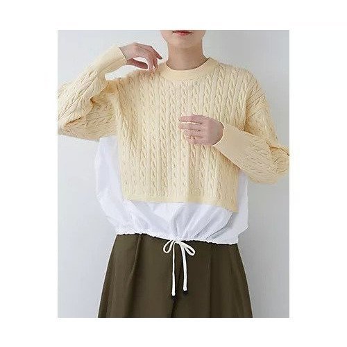 【ヒューマンウーマン/HUMAN WOMAN】の布帛ドッキングケーブルニット インテリア・キッズ・メンズ・レディースファッション・服の通販 founy(ファウニー) https://founy.com/ ファッション Fashion レディースファッション Fashion for Women トップス・カットソー Cut & Sew Tops ニット Knit Tops & Sweaters おすすめ Recommended / Our Picks スタンダード Standard, Basic スポーツ Sports, Activewear タフタ Taffeta, Structured Fabric トレンド Trend, Trending Now ドッキング Docking, Mixed Material バランス Balance, Style Balance ブラウジング Blouson Silhouette, Cinched Waist ボトム Bottoms, Lower Wear |ID: prp329100004964337 ipo3291000000037250709