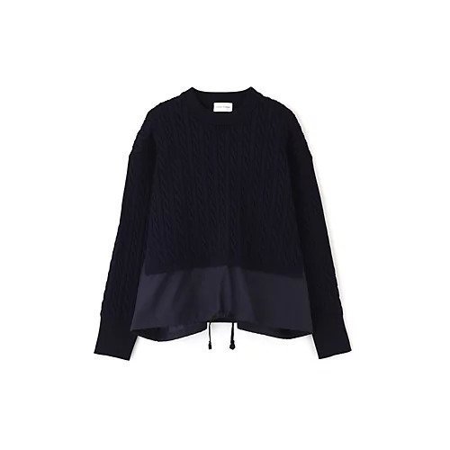 【ヒューマンウーマン/HUMAN WOMAN】の布帛ドッキングケーブルニット 大人の最旬トレンドファッション＆コーディネート founy(ファウニー) 　ファッション　Fashion　レディースファッション　Fashion for Women　トップス・カットソー　Cut & Sew Tops　ニット　Knit Tops & Sweaters　おすすめ　Recommended / Our Picks　スタンダード　Standard, Basic　スポーツ　Sports, Activewear　タフタ　Taffeta, Structured Fabric　トレンド　Trend, Trending Now　ドッキング　Docking, Mixed Material　バランス　Balance, Style Balance　ブラウジング　Blouson Silhouette, Cinched Waist　ボトム　Bottoms, Lower Wear　other-3|ID: prp329100004964337 ipo3291000000037250712