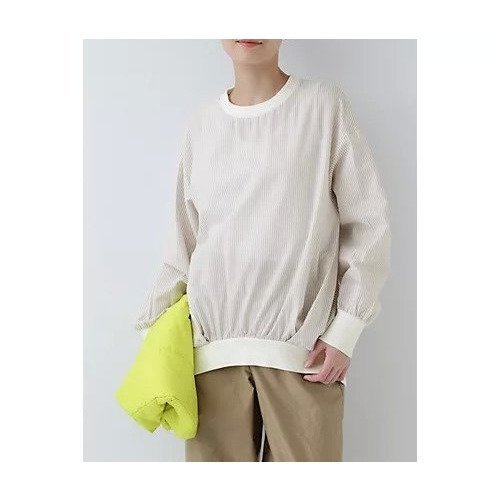 【ヒューマンウーマン/HUMAN WOMAN】のコットンオックスストライプブラウス インテリア・キッズ・メンズ・レディースファッション・服の通販 founy(ファウニー) https://founy.com/ ファッション Fashion レディースファッション Fashion for Women トップス・カットソー Cut & Sew Tops シャツ・ブラウス・オフィスカジュアル Elegant Blouses & Button-Ups おすすめ Recommended / Our Picks ストライプ Stripe, Striped Pattern ヘムライン Hemline, Bottom Cut ボトム Bottoms, Lower Wear |ID: prp329100004964340 ipo3291000000037250722