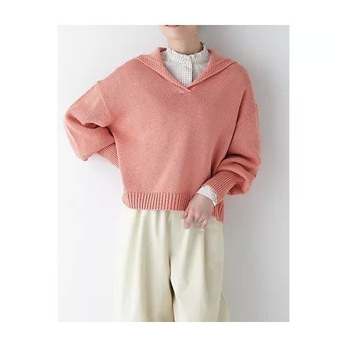 【ヒューマンウーマン/HUMAN WOMAN】のギマコットンセーラーカラープルオーバー インテリア・キッズ・メンズ・レディースファッション・服の通販 founy(ファウニー) 　ファッション　Fashion　レディースファッション　Fashion for Women　トップス・カットソー　Cut & Sew Tops　カジュアルプルオーバー・ニットトップス　Pullovers & Knit Tops / Casual Pullovers　おすすめ　Recommended / Our Picks　インナー　Innerwear　スタンダード　Standard, Basic　ボックス　Boxy, Box Shape　サーモンピンク|ID: prp329100004964378 ipo3291000000037250904