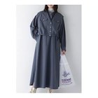 【ヒューマンウーマン/HUMAN WOMAN】のコットンワッシャー2WAYジレセットワンピース ブルーグレー|ID: prp329100004964382 ipo3291000000037250923