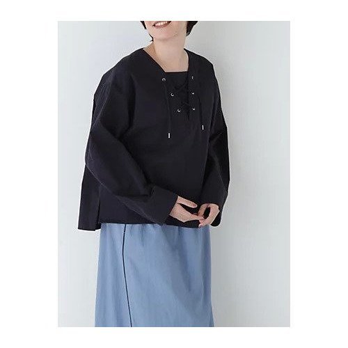 【ヒューマンウーマン/HUMAN WOMAN】のツイルワッシャーレースアップブラウス インテリア・キッズ・メンズ・レディースファッション・服の通販 founy(ファウニー) https://founy.com/ ファッション Fashion レディースファッション Fashion for Women トップス・カットソー Cut & Sew Tops シャツ・ブラウス・オフィスカジュアル Elegant Blouses & Button-Ups おすすめ Recommended / Our Picks スタンダード Standard, Basic タートル Turtleneck, Turtle Collar ツイル Twist, Twisted Detail ヴィンテージ Vintage Style 春 Spring |ID: prp329100004964401 ipo3291000000037251013