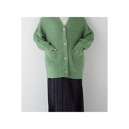 【ヒューマンウーマン/HUMAN WOMAN】のブークレ片畦2WAYはおり インテリア・キッズ・メンズ・レディースファッション・服の通販 founy(ファウニー) 　ファッション　Fashion　レディースファッション　Fashion for Women　おすすめ　Recommended / Our Picks　カーディガン　Cardigan, Knitwear　コラボ　Collaboration, Collab　サテン　Satin, Glossy Fabric　スタンダード　Standard, Basic　スニーカー　Sneakers, Trainers　スリット　Slit, Slit Detail　デニム　Denim, Jeans Material　ロング　Long, Long-Length　冬　Winter / This Winter　畦　Ribbed Knit　羽織　Haori, Light Jacket　グリーン|ID: prp329100004964406 ipo3291000000037251037