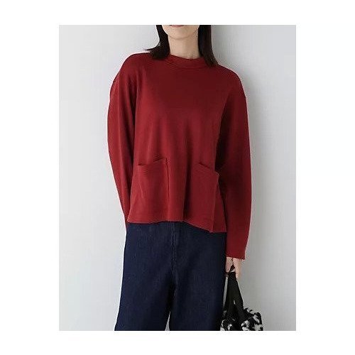 【ヒューマンウーマン/HUMAN WOMAN】のエアーポンチプルオーバー インテリア・キッズ・メンズ・レディースファッション・服の通販 founy(ファウニー) 　ファッション　Fashion　レディースファッション　Fashion for Women　トップス・カットソー　Cut & Sew Tops　カジュアルプルオーバー・ニットトップス　Pullovers & Knit Tops / Casual Pullovers　おすすめ　Recommended / Our Picks　スタンダード　Standard, Basic　スタンド　Stand Collar, Upright Stand　デニム　Denim, Jeans Material　ボトム　Bottoms, Lower Wear　ポケット　Pocket, Pocket Detail　レッド|ID: prp329100004964425 ipo3291000000037251120