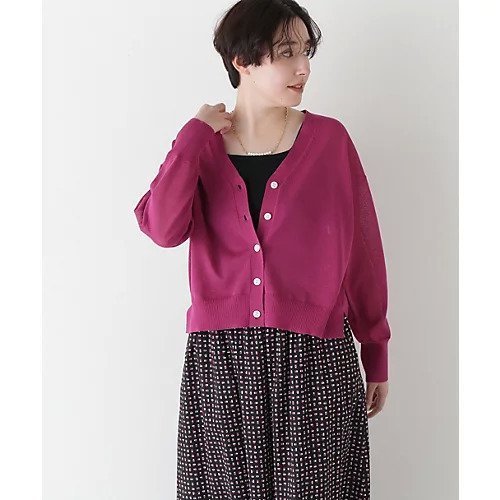 【ヒューマンウーマン/HUMAN WOMAN】のシアーハイゲージ長袖カーディガン インテリア・キッズ・メンズ・レディースファッション・服の通販 founy(ファウニー) 　ファッション　Fashion　レディースファッション　Fashion for Women　トップス・カットソー　Cut & Sew Tops　カーディガン・羽織り　Layered Style Cardigans　おすすめ　Recommended / Our Picks　カーディガン　Cardigan, Knitwear　クール　Cool, Chic　シアー　Sheer, See-Through　スタンダード　Standard, Basic　スリット　Slit, Slit Detail　ベーシック　Basic, Essential　ボトム　Bottoms, Lower Wear　長袖　Long Sleeve, Full Sleeve　ピンク|ID: prp329100004964462 ipo3291000000037251299
