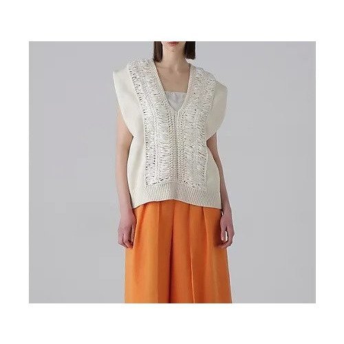 【アドーア/ADORE】のテープヤーンニット インテリア・キッズ・メンズ・レディースファッション・服の通販 founy(ファウニー) 　ファッション　Fashion　レディースファッション　Fashion for Women　トップス・カットソー　Cut & Sew Tops　ニット　Knit Tops & Sweaters　おすすめ　Recommended / Our Picks　スタンダード　Standard, Basic　フィット　Fit, Slim Fit　ベスト　Vest, Waistcoat　レース　Lace, Lace Fabric　夏　Summer　春　Spring　S/S・春夏　SS, Spring/Summer, Warm Season　ベージュ|ID: prp329100004964474 ipo3291000000037251361
