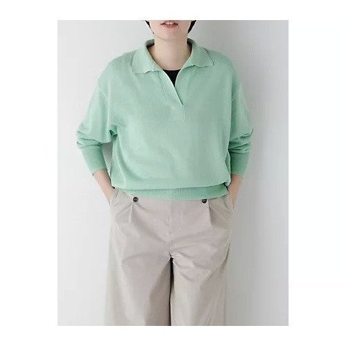 【ヒューマンウーマン/HUMAN WOMAN】のペーパーヤーンセーラーカラートップス インテリア・キッズ・メンズ・レディースファッション・服の通販 founy(ファウニー) 　ファッション　Fashion　レディースファッション　Fashion for Women　トップス・カットソー　Cut & Sew Tops　おすすめ　Recommended / Our Picks　デニム　Denim, Jeans Material　リネン　Linen, Linen Fabric　リラックス　Relax, Relaxed Fit　人気　Popular, Best Seller　ライトグリーン|ID: prp329100004964482 ipo3291000000037251395