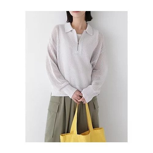 【ヒューマンウーマン/HUMAN WOMAN】のテープヤーンメッシュスキッパープルオーバー インテリア・キッズ・メンズ・レディースファッション・服の通販 founy(ファウニー) 　ファッション　Fashion　レディースファッション　Fashion for Women　トップス・カットソー　Cut & Sew Tops　カジュアルプルオーバー・ニットトップス　Pullovers & Knit Tops / Casual Pullovers　おすすめ　Recommended / Our Picks　インナー　Innerwear　シンプル　Simple, Minimal　ジップ　Zip, Zipper　スキッパー　Skipper, Open Collar　スタンダード　Standard, Basic　タンク　Tank Top, Sleeveless Top　ボトム　Bottoms, Lower Wear　メッシュ　Mesh, Net Fabric　リラックス　Relax, Relaxed Fit　ロング　Long, Long-Length　ライトグレー|ID: prp329100004964498 ipo3291000000037251473