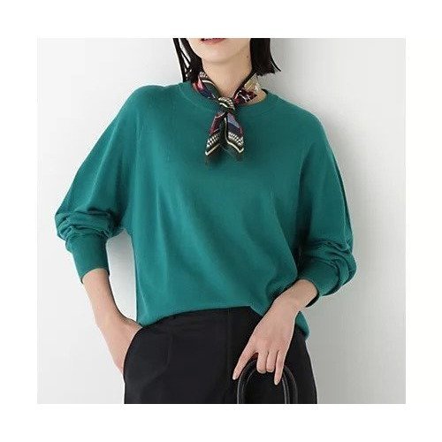 【ヒューマンウーマン/HUMAN WOMAN】のコットンミックスドルマンプルオーバー インテリア・キッズ・メンズ・レディースファッション・服の通販 founy(ファウニー) 　ファッション　Fashion　レディースファッション　Fashion for Women　トップス・カットソー　Cut & Sew Tops　カジュアルプルオーバー・ニットトップス　Pullovers & Knit Tops / Casual Pullovers　おすすめ　Recommended / Our Picks　スタンダード　Standard, Basic　ベーシック　Basic, Essential　ホールガーメント　WholeGarment, Seamless Knit　エレガント 上品　Elegant　グリーン|ID: prp329100004964508 ipo3291000000037251520