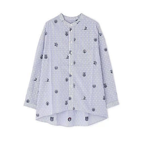 【ヒューマンウーマン/HUMAN WOMAN】のNATICマリンカットジャガードブラウス インテリア・キッズ・メンズ・レディースファッション・服の通販 founy(ファウニー) https://founy.com/ ファッション Fashion レディースファッション Fashion for Women トップス・カットソー Cut & Sew Tops シャツ・ブラウス・オフィスカジュアル Elegant Blouses & Button-Ups ショルダー Shoulder, Shoulder Strap ジャカード／ジャガード Jacquard, Woven Pattern ダブル Double, Double-Breasted ドロップ Drop Shoulder, Dropped Style ポケット Pocket, Pocket Detail モチーフ Motif, Design Theme |ID: prp329100004964515 ipo3291000000037251551