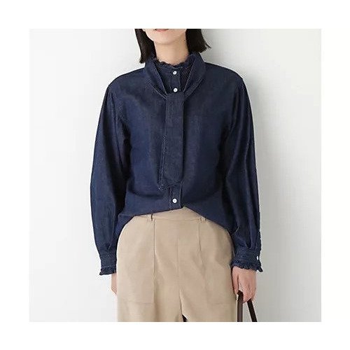 【ヒューマンウーマン/HUMAN WOMAN】のデニムボウタイブラウス インテリア・キッズ・メンズ・レディースファッション・服の通販 founy(ファウニー) https://founy.com/ ファッション Fashion レディースファッション Fashion for Women トップス・カットソー Cut & Sew Tops シャツ・ブラウス・オフィスカジュアル Elegant Blouses & Button-Ups おすすめ Recommended / Our Picks スタンダード Standard, Basic デニム Denim, Jeans Material 別注 Limited Edition, Custom Order 秋 Autumn |ID: prp329100004964516 ipo3291000000037251556