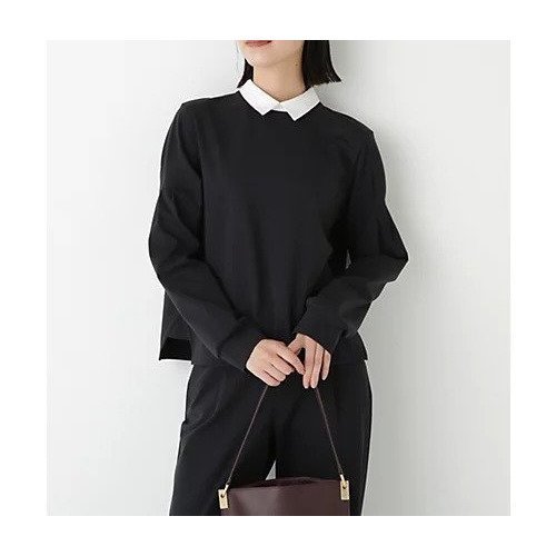【ヒューマンウーマン/HUMAN WOMAN】のストレッチポンチシャツカラードッキングプルオーバー 大人の最旬トレンドファッション＆コーディネート founy(ファウニー) 　ファッション　Fashion　レディースファッション　Fashion for Women　トップス・カットソー　Cut & Sew Tops　シャツ・ブラウス・オフィスカジュアル　Elegant Blouses & Button-Ups　カジュアルプルオーバー・ニットトップス　Pullovers & Knit Tops / Casual Pullovers　おすすめ　Recommended / Our Picks　カットソー　Cut and Sewn Top　スタンダード　Standard, Basic　ストレッチ　Stretch, Stretchy Fabric　セットアップ　Set-Up, Coordinated Outfit　デニム　Denim, Jeans Material　ドッキング　Docking, Mixed Material　ボーダー　Border, Stripe　 other-1|ID: prp329100004964524 ipo3291000000037251596