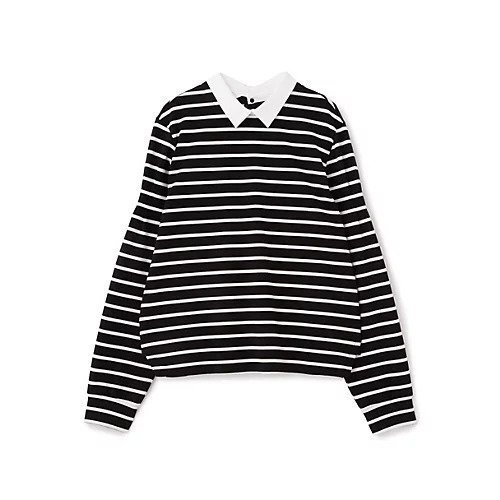 【ヒューマンウーマン/HUMAN WOMAN】のストレッチポンチシャツカラードッキングプルオーバー 大人の最旬トレンドファッション＆コーディネート founy(ファウニー) 　ファッション　Fashion　レディースファッション　Fashion for Women　トップス・カットソー　Cut & Sew Tops　シャツ・ブラウス・オフィスカジュアル　Elegant Blouses & Button-Ups　カジュアルプルオーバー・ニットトップス　Pullovers & Knit Tops / Casual Pullovers　おすすめ　Recommended / Our Picks　カットソー　Cut and Sewn Top　スタンダード　Standard, Basic　ストレッチ　Stretch, Stretchy Fabric　セットアップ　Set-Up, Coordinated Outfit　デニム　Denim, Jeans Material　ドッキング　Docking, Mixed Material　ボーダー　Border, Stripe　other-2|ID: prp329100004964524 ipo3291000000037251599
