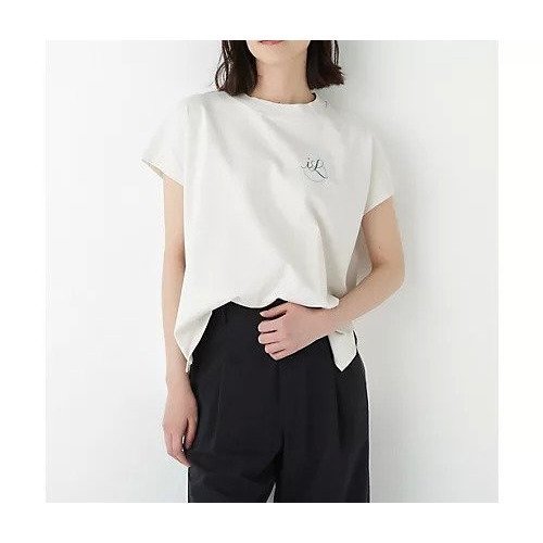 【ヒューマンウーマン/HUMAN WOMAN】のサークルロゴTシャツ インテリア・キッズ・メンズ・レディースファッション・服の通販 founy(ファウニー) 　ファッション　Fashion　レディースファッション　Fashion for Women　トップス・カットソー　Cut & Sew Tops　シャツ・ブラウス・オフィスカジュアル　Elegant Blouses & Button-Ups　ロングTシャツ・Tシャツ　Longline T-Shirts & Tees　おすすめ　Recommended / Our Picks　サークル　Circle, Round Design　シンプル　Simple, Minimal　スタンダード　Standard, Basic　スリーブ　Sleeve, Long Sleeve / Short Sleeve　フレンチ　French, French Style　ベーシック　Basic, Essential　ボトム　Bottoms, Lower Wear　ロング　Long, Long-Length　オフホワイト|ID: prp329100004964565 ipo3291000000037251804