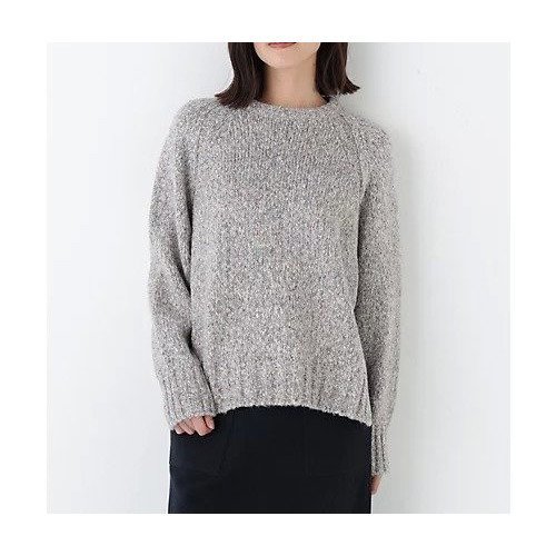 【ヒューマンウーマン/HUMAN WOMAN】のMIXヤーンクルーネックラグランプルオーバー インテリア・キッズ・メンズ・レディースファッション・服の通販 founy(ファウニー) 　ファッション　Fashion　レディースファッション　Fashion for Women　トップス・カットソー　Cut & Sew Tops　カジュアルプルオーバー・ニットトップス　Pullovers & Knit Tops / Casual Pullovers　おすすめ　Recommended / Our Picks　スタンダード　Standard, Basic　ボトム　Bottoms, Lower Wear　ワイド　Wide, Wide Fit　冬　Winter / This Winter　グレー|ID: prp329100004964596 ipo3291000000037251973