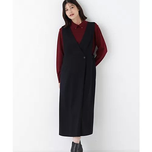 【ヒューマンウーマン/HUMAN WOMAN】のTRダブルクロスワンピース インテリア・キッズ・メンズ・レディースファッション・服の通販 founy(ファウニー) 　ファッション　Fashion　レディースファッション　Fashion for Women　ワンピース　Dresses　おすすめ　Recommended / Our Picks　スタンダード　Standard, Basic　ストレッチ　Stretch, Stretchy Fabric　ラップ　Wrap, Wrap Design　エレガント 上品　Elegant　ブラック|ID: prp329100004964600 ipo3291000000037251994