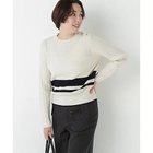 【ヒューマンウーマン/HUMAN WOMAN】のミニケーブル釦プルオーバー ホワイトボーダー|ID: prp329100004964617 ipo3291000000037252074