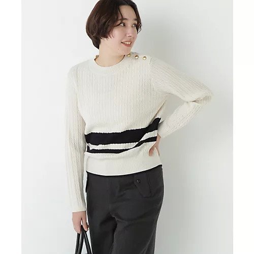 【ヒューマンウーマン/HUMAN WOMAN】のミニケーブル釦プルオーバー インテリア・キッズ・メンズ・レディースファッション・服の通販 founy(ファウニー) 　ファッション　Fashion　レディースファッション　Fashion for Women　トップス・カットソー　Cut & Sew Tops　カジュアルプルオーバー・ニットトップス　Pullovers & Knit Tops / Casual Pullovers　おすすめ　Recommended / Our Picks　カットソー　Cut and Sewn Top　コンパクト　Compact, Small Size　ジャケット　Jacket, Outerwear　スタンダード　Standard, Basic　冬　Winter / This Winter　ホワイトボーダー|ID: prp329100004964617 ipo3291000000037252074