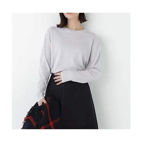 【ヒューマンウーマン/HUMAN WOMAN】の梳毛ライン入りニットプルオーバー インテリア・キッズ・メンズ・レディースファッション・服の通販 founy(ファウニー) 　ファッション　Fashion　レディースファッション　Fashion for Women　トップス・カットソー　Cut & Sew Tops　ニット　Knit Tops & Sweaters　カジュアルプルオーバー・ニットトップス　Pullovers & Knit Tops / Casual Pullovers　おすすめ　Recommended / Our Picks　ジャケット　Jacket, Outerwear　スタンダード　Standard, Basic　フラット　Flat, Flat Shoes　ベーシック　Basic, Essential　ボトム　Bottoms, Lower Wear　リラックス　Relax, Relaxed Fit　定番　Standard, Basic Item　洗える　Machine Washable　グレー|ID: prp329100004964618 ipo3291000000037252079