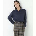 【ヒューマンウーマン/HUMAN WOMAN】のクリアウール混ニットシャツ ネイビー|ID: prp329100004964637 ipo3291000000037252176