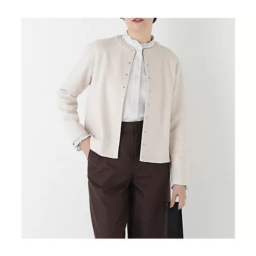 【ヒューマンウーマン/HUMAN WOMAN】のミルドジャージーカーディガン インテリア・キッズ・メンズ・レディースファッション・服の通販 founy(ファウニー) 　ファッション　Fashion　レディースファッション　Fashion for Women　トップス・カットソー　Cut & Sew Tops　カーディガン・羽織り　Layered Style Cardigans　おすすめ　Recommended / Our Picks　カーディガン　Cardigan, Knitwear　シンプル　Simple, Minimal　スタンダード　Standard, Basic　ドット　Polka Dot, Dot Pattern　ベーシック　Basic, Essential　ボトム　Bottoms, Lower Wear　エクリュ|ID: prp329100004964650 ipo3291000000037252240