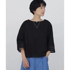【ヒューマンウーマン/HUMAN WOMAN】の袖レース強撚糸TOPS ブラック|ID: prp329100004964661 ipo3291000000037252291