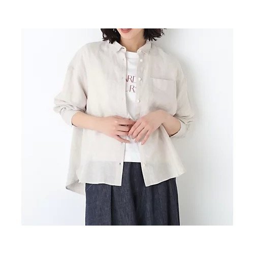 【ヒューマンウーマン/HUMAN WOMAN】のハードマンリネンシャツ インテリア・キッズ・メンズ・レディースファッション・服の通販 founy(ファウニー) 　ファッション　Fashion　レディースファッション　Fashion for Women　トップス・カットソー　Cut & Sew Tops　シャツ・ブラウス・オフィスカジュアル　Elegant Blouses & Button-Ups　カフス　Cuff Design　シアー　Sheer, See-Through　スタンダード　Standard, Basic　定番　Standard, Basic Item　人気　Popular, Best Seller　フランス　France, French　ボックス　Boxy, Box Shape　リネン　Linen, Linen Fabric　おすすめ　Recommended / Our Picks　夏　Summer　エレガント 上品　Elegant　グレージュ|ID: prp329100004964671 ipo3291000000037252337