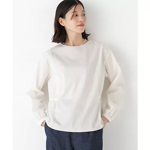 【ヒューマンウーマン/HUMAN WOMAN】の《ウォッシャブル》ドッキングドロストカットソー インテリア・キッズ・メンズ・レディースファッション・服の通販 founy(ファウニー) 　ファッション　Fashion　レディースファッション　Fashion for Women　トップス・カットソー　Cut & Sew Tops　カットソー・ベーシックTシャツ　Cut-and-Sewn Tops / Stretch Tees & Basics　おすすめ　Recommended / Our Picks　ウォッシャブル　Machine Washable　ギャザー　Gathered, Ruffled　シャンブレー　Chambray, Denim-Like Fabric　スタンダード　Standard, Basic　ドッキング　Docking, Mixed Material　春　Spring　ベージュ×クリーム|ID: prp329100004964687 ipo3291000000037252407