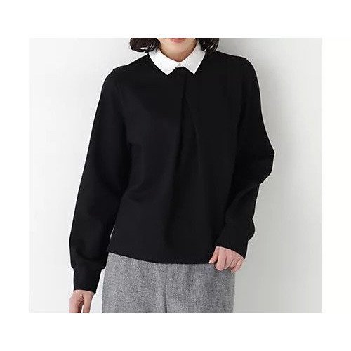 【ヒューマンウーマン/HUMAN WOMAN】の《襟取り外し可能/ウォッシャブル》シャツカラードッキングプルオーバー インテリア・キッズ・メンズ・レディースファッション・服の通販 founy(ファウニー) 　ファッション　Fashion　レディースファッション　Fashion for Women　トップス・カットソー　Cut & Sew Tops　シャツ・ブラウス・オフィスカジュアル　Elegant Blouses & Button-Ups　カジュアルプルオーバー・ニットトップス　Pullovers & Knit Tops / Casual Pullovers　おすすめ　Recommended / Our Picks　ウォッシャブル　Machine Washable　スタンダード　Standard, Basic　デニム　Denim, Jeans Material　ドッキング　Docking, Mixed Material　ボックス　Boxy, Box Shape　ブラック×白襟|ID: prp329100004964689 ipo3291000000037252417