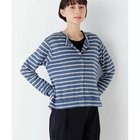 【ヒューマンウーマン/HUMAN WOMAN】の《洗える / リネン100%》リネン天竺カーディガン ブルーボーダー|ID: prp329100004964774 ipo3291000000037253145