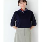 【ヒューマンウーマン/HUMAN WOMAN】の《洗える》布帛コンビカットソー ネイビー|ID: prp329100004964776 ipo3291000000037253157