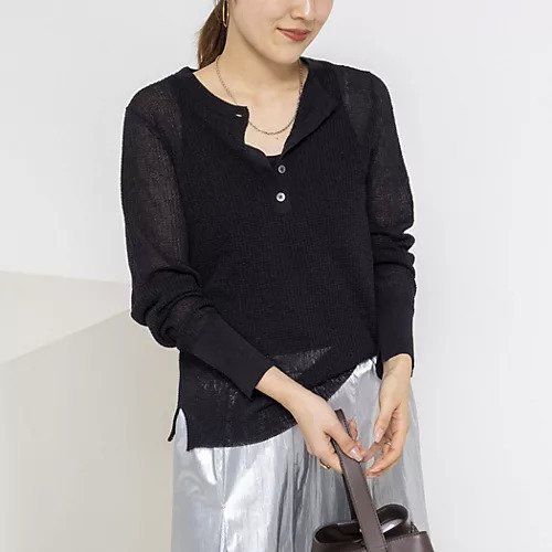 【ノーリーズ/NOLLEY'S】の《手洗い可能》ギマポリコットンワッフルヘンリーネックプルオーバー インテリア・キッズ・メンズ・レディースファッション・服の通販 founy(ファウニー) 　ファッション　Fashion　レディースファッション　Fashion for Women　トップス・カットソー　Cut & Sew Tops　カジュアルプルオーバー・ニットトップス　Pullovers & Knit Tops / Casual Pullovers　2026年　2026　2026春夏・S/S　Spring/Summer 2026 SS26　おすすめ　Recommended / Our Picks　シアー　Sheer, See-Through　シンプル　Simple, Minimal　スリット　Slit, Slit Detail　リラックス　Relax, Relaxed Fit　ロング　Long, Long-Length　ワッフル　Waffle, Waffle Knit　春　Spring　ブラック|ID: prp329100004964789 ipo3291000000037253368