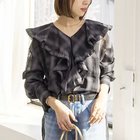 【ノーリーズ/NOLLEY'S】のウォッシャブルラッフルカラーブラウス ブラック・グレー系1|ID: prp329100004964791 ipo3291000000037253416