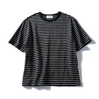 【トゥエルブクローゼット/12closet】の【洗える】【汗じみ軽減】Tシャツ 大人の最旬トレンドファッション＆コーディネート founy(ファウニー) ファッション Fashion レディースファッション Fashion for Women トップス・カットソー Cut & Sew Tops シャツ・ブラウス・オフィスカジュアル Elegant Blouses & Button-Ups ロングTシャツ・Tシャツ Longline T-Shirts & Tees バランス Balance, Style Balance ボックス Boxy, Box Shape ボーダー Border, Stripe 洗える Machine Washable thumbnail ブラック|ID: prp329100004967217 ipo3291000000037258440