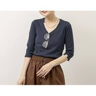 【ノーリーズ/NOLLEY'S】の【MAQWEL/マクウェル】ウォッシャブルCOTTON RIB 7分袖VネックTシャツ 大人の最旬トレンドファッション＆コーディネート founy(ファウニー) ファッション Fashion レディースファッション Fashion for Women トップス・カットソー Cut & Sew Tops シャツ・ブラウス・オフィスカジュアル Elegant Blouses & Button-Ups ロングTシャツ・Tシャツ Longline T-Shirts & Tees Vネックトップス V-Neck Tops / V-Cut Neckline Shirts 2026年 2026 2026春夏・S/S Spring/Summer 2026 SS26 ウォッシャブル Machine Washable コンパクト Compact, Small Size シンプル Simple, Minimal ストレッチ Stretch, Stretchy Fabric タンク Tank Top, Sleeveless Top thumbnail ネイビー|ID: prp329100004967231 ipo3291000000037258512