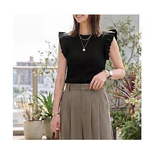 【スタイルデリ/STYLE DELI】の【LUXE 】プリーツノースリニットトップス インテリア・キッズ・メンズ・レディースファッション・服の通販 founy(ファウニー) 　ファッション　Fashion　レディースファッション　Fashion for Women　トップス・カットソー　Cut & Sew Tops　ニット　Knit Tops & Sweaters　インナー　Innerwear　クール　Cool, Chic　サロペット　Overalls, Salopette　シンプル　Simple, Minimal　ダメージ　Distressed, Destroyed　定番　Standard, Basic Item　フェミニン　Feminine, Girly　フリル　Frill, Ruffle　プリーツ　Pleats, Pleated　おすすめ　Recommended / Our Picks　夏　Summer　ブラック|ID: prp329100004971001 ipo3291000000037278299