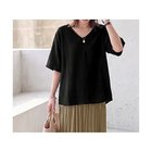 【スタイルデリ/STYLE DELI】の微シアー楊柳VネックTシャツ型ブラウス 大人の最旬トレンドファッション＆コーディネート founy(ファウニー) ファッション Fashion レディースファッション Fashion for Women トップス・カットソー Cut & Sew Tops シャツ・ブラウス・オフィスカジュアル Elegant Blouses & Button-Ups ロングTシャツ・Tシャツ Longline T-Shirts & Tees Vネックトップス V-Neck Tops / V-Cut Neckline Shirts イエロー Yellow インナー Innerwear エアリー Airy Texture カーディガン Cardigan, Knitwear シアー Sheer, See-Through ショルダー Shoulder, Shoulder Strap シンプル Simple, Minimal ジャケット Jacket, Outerwear スリット Slit, Slit Detail スリーブ Sleeve, Long Sleeve / Short Sleeve タンク Tank Top, Sleeveless Top デコルテ Décolleté, Neckline ドロップ Drop Shoulder, Dropped Style 定番 Standard, Basic Item フレア Flare, Flared 夏 Summer エレガント 上品 Elegant thumbnail ブラック|ID: prp329100004971004 ipo3291000000037278319