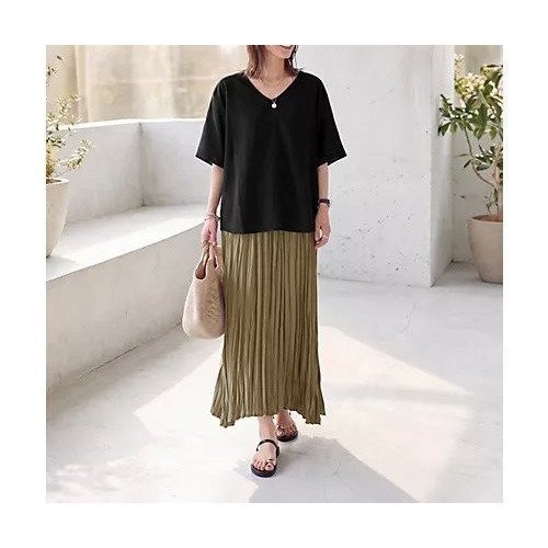 【スタイルデリ/STYLE DELI】の微シアー楊柳VネックTシャツ型ブラウス 大人の最旬トレンドファッション＆コーディネート founy(ファウニー) 　ファッション　Fashion　レディースファッション　Fashion for Women　トップス・カットソー　Cut & Sew Tops　シャツ・ブラウス・オフィスカジュアル　Elegant Blouses & Button-Ups　ロングTシャツ・Tシャツ　Longline T-Shirts & Tees　Vネックトップス　V-Neck Tops / V-Cut Neckline Shirts　イエロー　Yellow　インナー　Innerwear　エアリー　Airy Texture　カーディガン　Cardigan, Knitwear　シアー　Sheer, See-Through　ショルダー　Shoulder, Shoulder Strap　シンプル　Simple, Minimal　ジャケット　Jacket, Outerwear　スリット　Slit, Slit Detail　スリーブ　Sleeve, Long Sleeve / Short Sleeve　タンク　Tank Top, Sleeveless Top　デコルテ　Décolleté, Neckline　ドロップ　Drop Shoulder, Dropped Style　定番　Standard, Basic Item　フレア　Flare, Flared　夏　Summer　エレガント 上品　Elegant　other-2|ID: prp329100004971004 ipo3291000000037278321