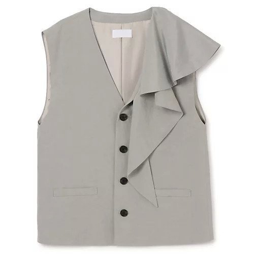 【マージ/MARGE】のSingle breasted ruffle gilet インテリア・キッズ・メンズ・レディースファッション・服の通販 founy(ファウニー) https://founy.com/ ファッション Fashion レディースファッション Fashion for Women アウター Coat / Outerwear Collection トップス・カットソー Cut & Sew Tops ベスト&ジレ / 重ね着スタイル Vests & Gilets 2025年 2025 2025春夏・S/S Spring/Summer 2025 SS25 シルク Silk, 100% Silk フロント Front, Front Design リネン Linen, Linen Fabric エレガント 上品 Elegant |ID: prp329100004971006 ipo3291000000037278331