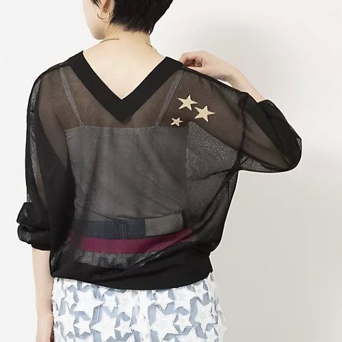 【リエミラー/Rie Miller】のシアー2WAYカーディガン星インターシャ 大人の最旬トレンドファッション＆コーディネート founy(ファウニー) 　ファッション　Fashion　レディースファッション　Fashion for Women　トップス・カットソー　Cut & Sew Tops　カーディガン・羽織り　Layered Style Cardigans　2026年　2026　2026春夏・S/S　Spring/Summer 2026 SS26　カーディガン　Cardigan, Knitwear　シアー　Sheer, See-Through　シンプル　Simple, Minimal　トリミング　Trimming, Decorative Edge　リラックス　Relax, Relaxed Fit　夏　Summer　 other-1|ID: prp329100004971012 ipo3291000000037278371