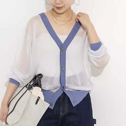【リエミラー/Rie Miller】のシアー2WAYカーディガン星インターシャ インテリア・キッズ・メンズ・レディースファッション・服の通販 founy(ファウニー) 　ファッション　Fashion　レディースファッション　Fashion for Women　トップス・カットソー　Cut & Sew Tops　カーディガン・羽織り　Layered Style Cardigans　2026年　2026　2026春夏・S/S　Spring/Summer 2026 SS26　カーディガン　Cardigan, Knitwear　シアー　Sheer, See-Through　シンプル　Simple, Minimal　トリミング　Trimming, Decorative Edge　リラックス　Relax, Relaxed Fit　夏　Summer　サックス|ID: prp329100004971012 ipo3291000000037278375