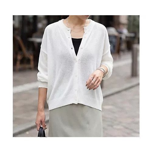 【スタイルデリ/STYLE DELI】のカラッとしたシアーカーディガン インテリア・キッズ・メンズ・レディースファッション・服の通販 founy(ファウニー) 　ファッション　Fashion　レディースファッション　Fashion for Women　トップス・カットソー　Cut & Sew Tops　カーディガン・羽織り　Layered Style Cardigans　イエロー　Yellow　秋　Autumn　カーディガン　Cardigan, Knitwear　サロペット　Overalls, Salopette　シアー　Sheer, See-Through　ストレート　Straight, Straight Cut　スリット　Slit, Slit Detail　タンク　Tank Top, Sleeveless Top　定番　Standard, Basic Item　長袖　Long Sleeve, Full Sleeve　ハーフ　Half, Half-Length　フォルム　Silhouette, Form　フロント　Front, Front Design　ポケット　Pocket, Pocket Detail　ミドル　Middle Length, Mid Height　リラックス　Relax, Relaxed Fit　夏　Summer　ホワイト|ID: prp329100004971041 ipo3291000000037278571