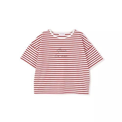【ヒューマンウーマン/HUMAN WOMAN】のazurela mer ボーダーロゴTシャツ 大人の最旬トレンドファッション＆コーディネート founy(ファウニー) 　ファッション　Fashion　レディースファッション　Fashion for Women　トップス・カットソー　Cut & Sew Tops　シャツ・ブラウス・オフィスカジュアル　Elegant Blouses & Button-Ups　ロングTシャツ・Tシャツ　Longline T-Shirts & Tees　おすすめ　Recommended / Our Picks　スタンダード　Standard, Basic　フレンチ　French, French Style　プリント　Print, Printed Pattern　ボトム　Bottoms, Lower Wear　ボーダー　Border, Stripe　夏　Summer　other-2|ID: prp329100004975527 ipo3291000000037298294