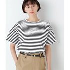 【ヒューマンウーマン/HUMAN WOMAN】のazurela mer ボーダーロゴTシャツ ホワイトxネイビー|ID: prp329100004975527 ipo3291000000037351046