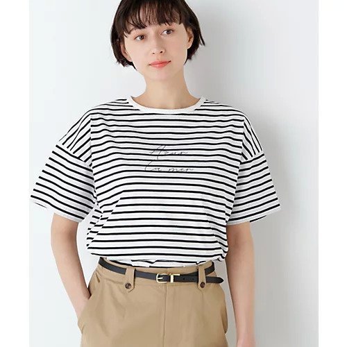 【ヒューマンウーマン/HUMAN WOMAN】のazurela mer ボーダーロゴTシャツ インテリア・キッズ・メンズ・レディースファッション・服の通販 founy(ファウニー) https://founy.com/ ファッション Fashion レディースファッション Fashion for Women トップス・カットソー Cut & Sew Tops シャツ・ブラウス・オフィスカジュアル Elegant Blouses & Button-Ups ロングTシャツ・Tシャツ Longline T-Shirts & Tees おすすめ Recommended / Our Picks スタンダード Standard, Basic フレンチ French, French Style プリント Print, Printed Pattern ボトム Bottoms, Lower Wear ボーダー Border, Stripe 夏 Summer |ID: prp329100004975527 ipo3291000000037358081