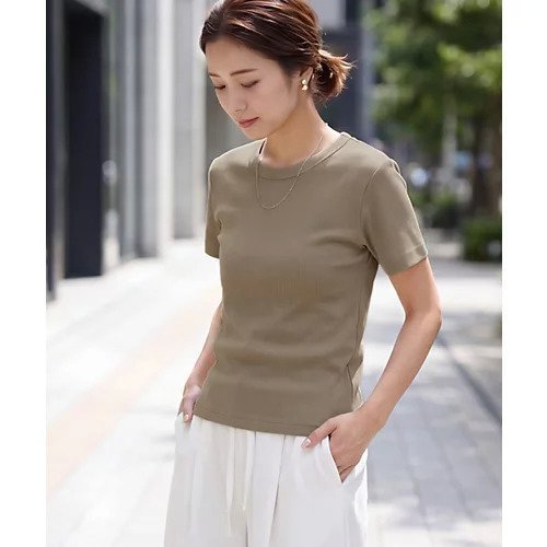 【スタイルデリ/STYLE DELI】の【Made in JAPAN】リブ半袖カットソートップス インテリア・キッズ・メンズ・レディースファッション・服の通販 founy(ファウニー) 　ファッション　Fashion　レディースファッション　Fashion for Women　トップス・カットソー　Cut & Sew Tops　カットソー・ベーシックTシャツ　Cut-and-Sewn Tops / Stretch Tees & Basics　イエロー　Yellow　インナー　Innerwear　クール　Cool, Chic　ジャケット　Jacket, Outerwear　ストレート　Straight, Straight Cut　スリット　Slit, Slit Detail　タンク　Tank Top, Sleeveless Top　定番　Standard, Basic Item　人気　Popular, Best Seller　フィット　Fit, Slim Fit　フォルム　Silhouette, Form　ベーシック　Basic, Essential　半袖　Short Sleeve, Half Sleeve　日本製　Made In Japan　夏　Summer　オリーブベージュ|ID: prp329100004984021 ipo3291000000037335898