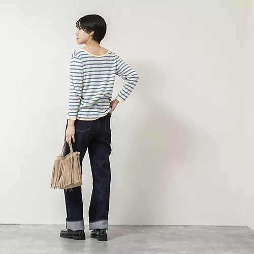 【リエミラー/Rie Miller】のウォッシャブルブークレーボーダーバックUネックプルオーバー 大人の最旬トレンドファッション＆コーディネート founy(ファウニー) 　ファッション　Fashion　レディースファッション　Fashion for Women　トップス・カットソー　Cut & Sew Tops　カジュアルプルオーバー・ニットトップス　Pullovers & Knit Tops / Casual Pullovers　バッグ　Bags　2026年　2026　2026春夏・S/S　Spring/Summer 2026 SS26　ボーダー　Border, Stripe　リラックス　Relax, Relaxed Fit　other-2|ID: prp329100004985335 ipo3291000000037343743