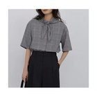 【ヒューマンウーマン/HUMAN WOMAN】の麻混チェック三角巾シャツ 大人の最旬トレンドファッション＆コーディネート founy(ファウニー) ファッション Fashion レディースファッション Fashion for Women トップス・カットソー Cut & Sew Tops シャツ・ブラウス・オフィスカジュアル Elegant Blouses & Button-Ups おすすめ Recommended / Our Picks スカーフ Scarf, Neckwear スタンダード Standard, Basic チェック Check, Plaid, Tartan ベーシック Basic, Essential ボトム Bottoms, Lower Wear リネン Linen, Linen Fabric リラックス Relax, Relaxed Fit thumbnail ブラックチェック|ID: prp329100004985352 ipo3291000000037343862